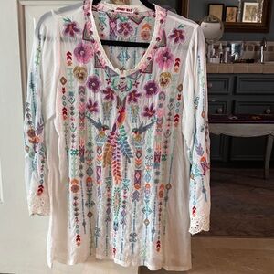 Johnny Was Multicolor Embroidered Tunic